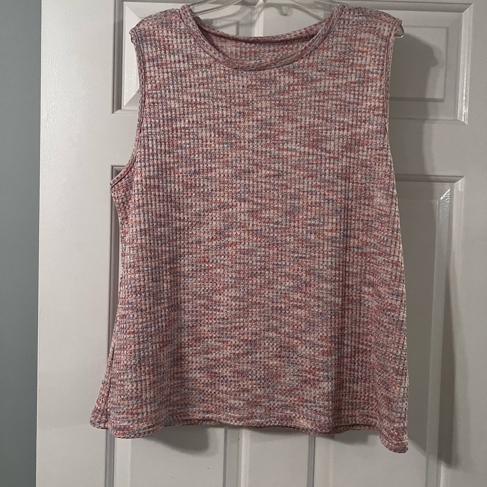 Sleeveless Knit Top - Pink/Gray